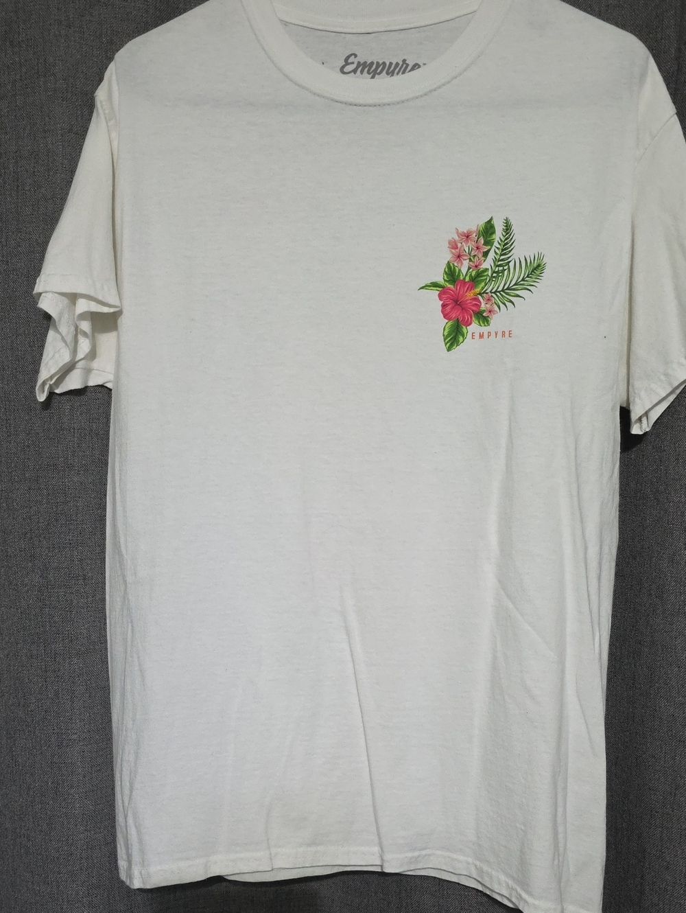 Empyre White Short-Sleeve Tee with Pink & Green Floral Pocket Print
